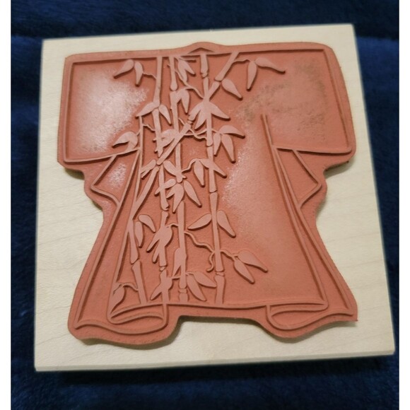 Kimono Asian Bamboo Rubber Stamp JudiKins 2295H Wood Mount Crafting 3.62 x 3.5 - Picture 8 of 16